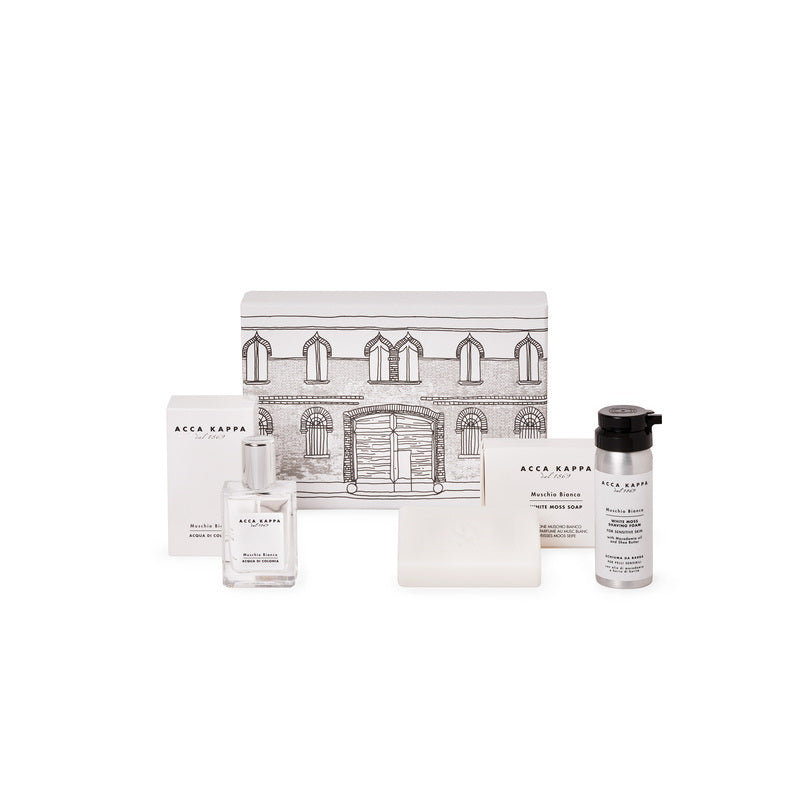 Set Regalo Uomo Muschio Bianco Schiuma da Barba+Colonia Acca Kappa