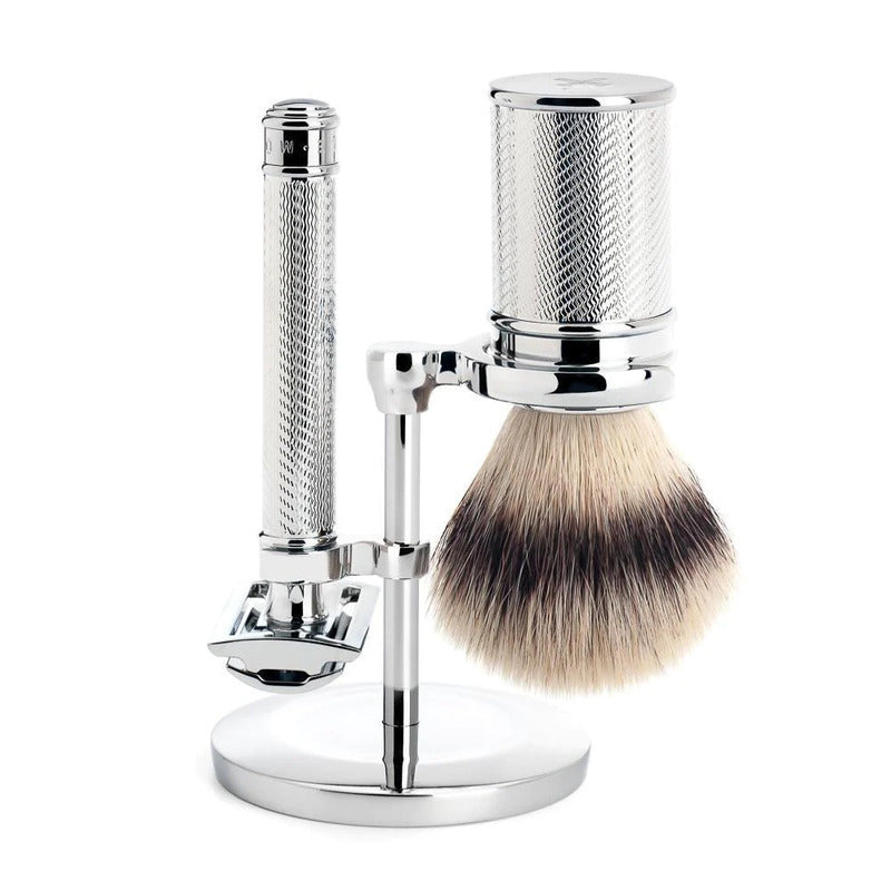 Set Rasoio + Pennello + Stend Rocca 94 Silver Mat Muhle