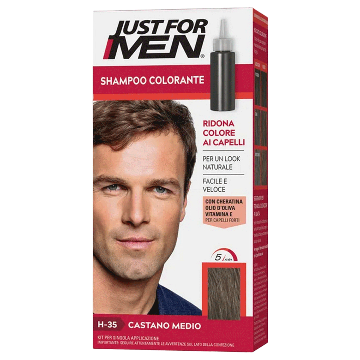 Gel Colorante Capelli Just For Men Castano Medio 33ml + 33 ml